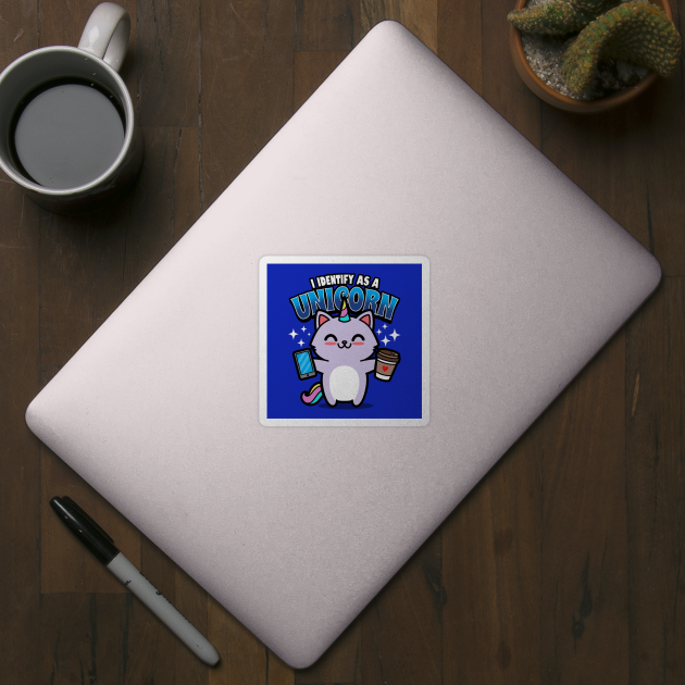 Cute Kawaii Coffee Lover Unicorn Techie Cat Funny Millennial Meme by Originals By Boggs